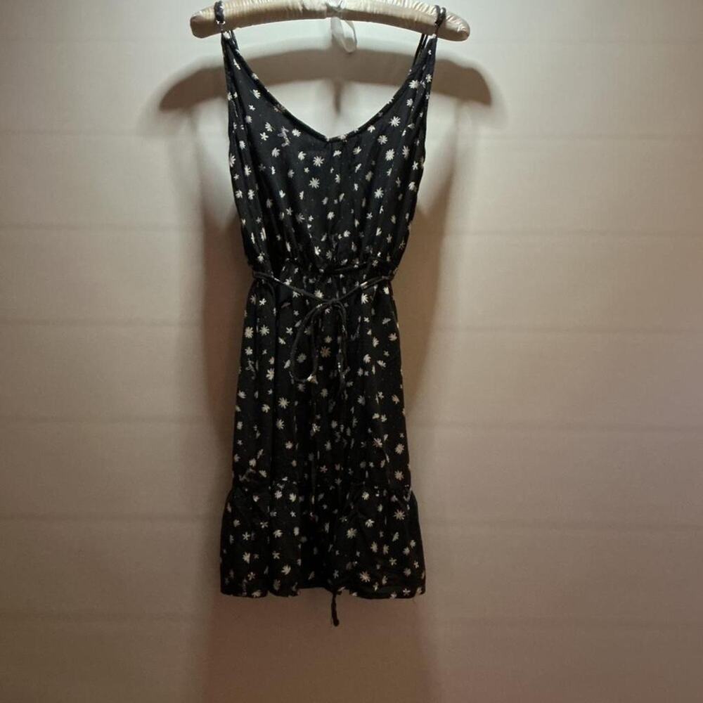 Black Floral Tie-Waist Sundress - Women